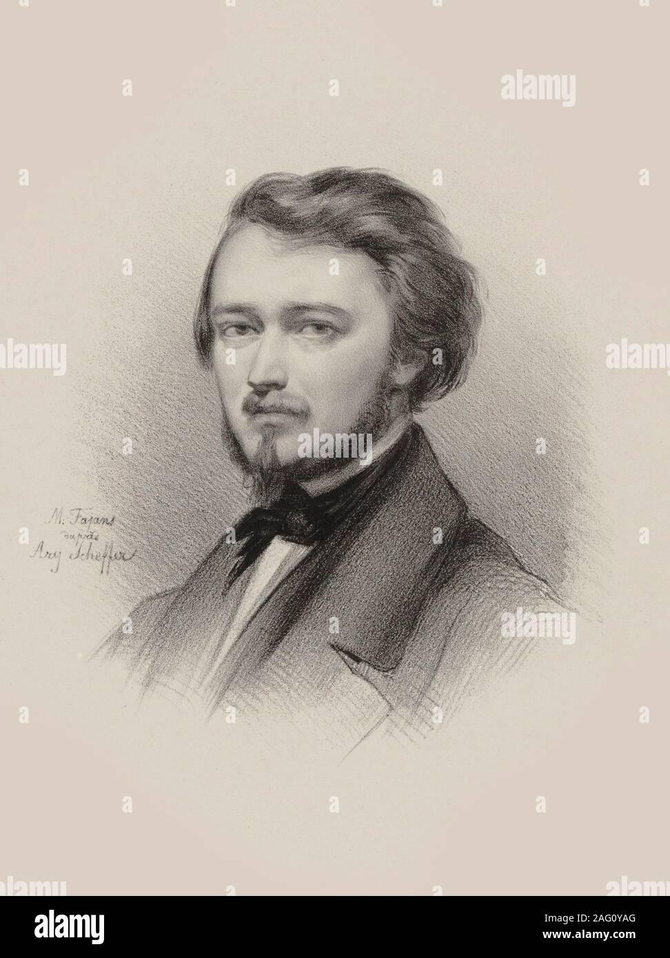 Portrait of the violinist and composer Hubert L&#xe9;onard (1819-1890) , 1850. Private Collection. Stock Photo