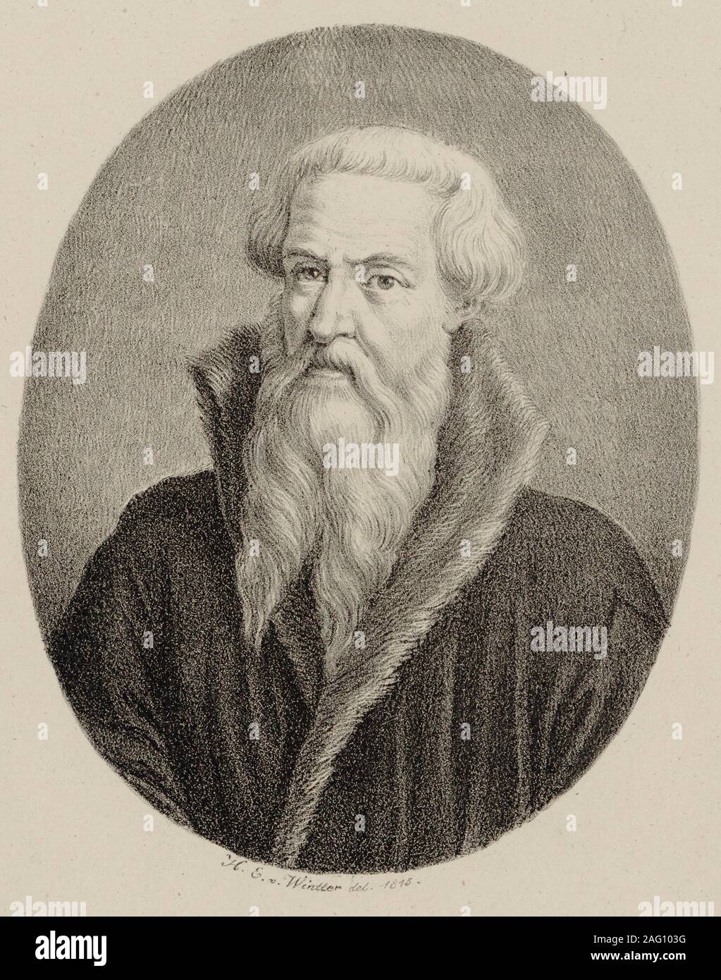 Portrait of the Composer Leonhard Paminger (1495-1567), 1815. Private Collection. Stock Photo