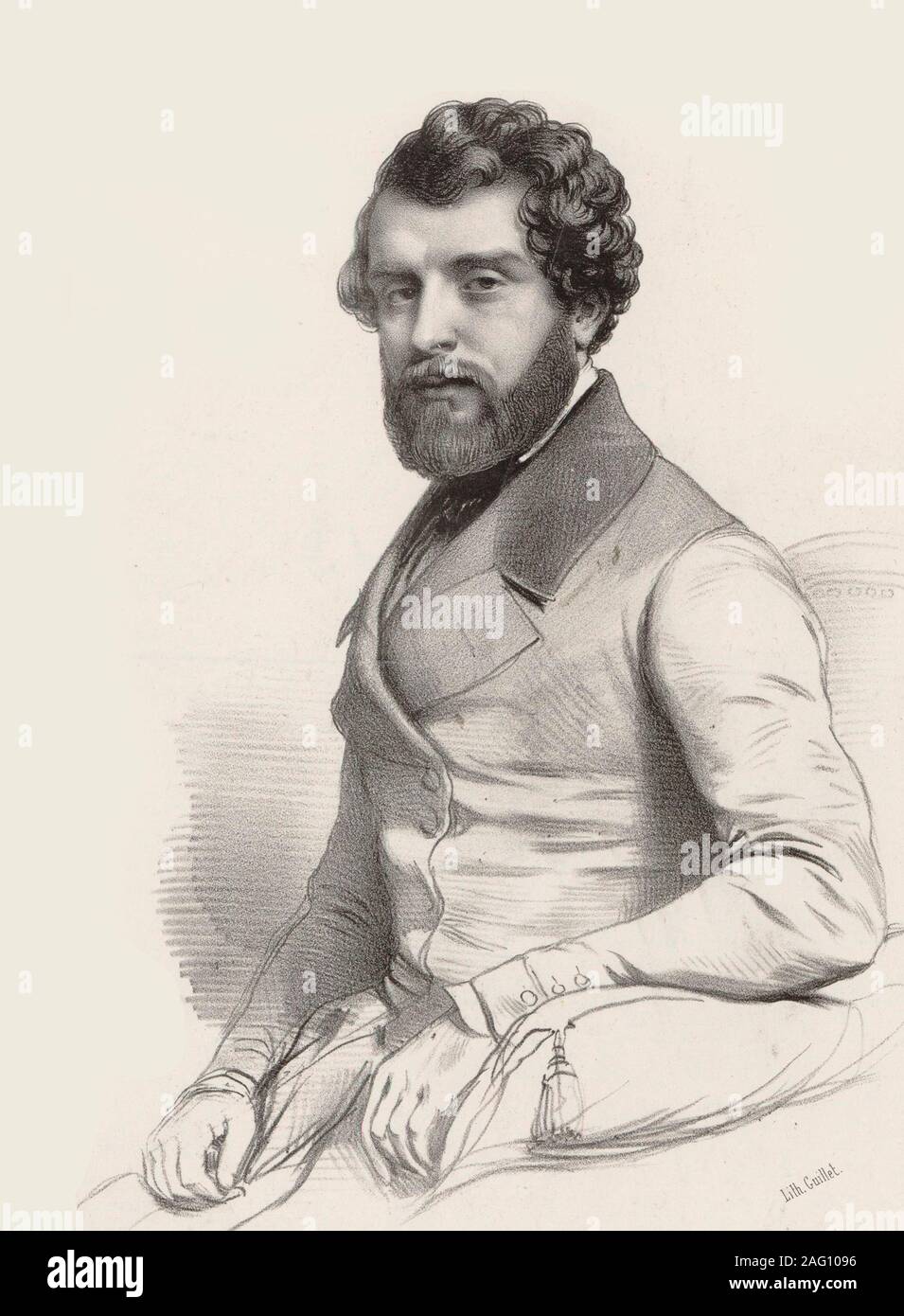 Portrait of the composer Federico Ricci (1809-1877) , 1844. Private Collection. Stock Photo