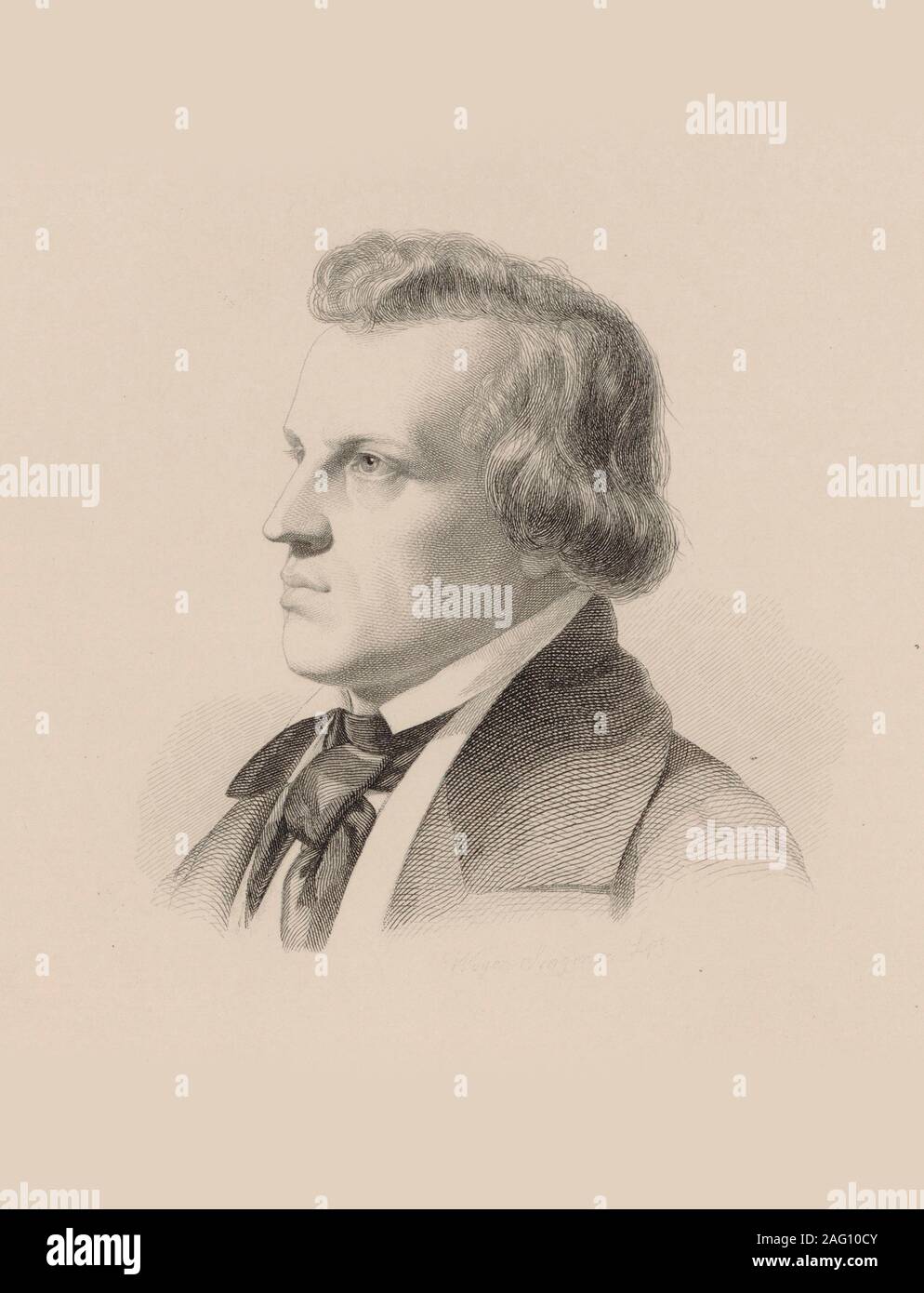 Portrait of the Composer Julius Rietz (1812-1877). Private Collection. Stock Photo