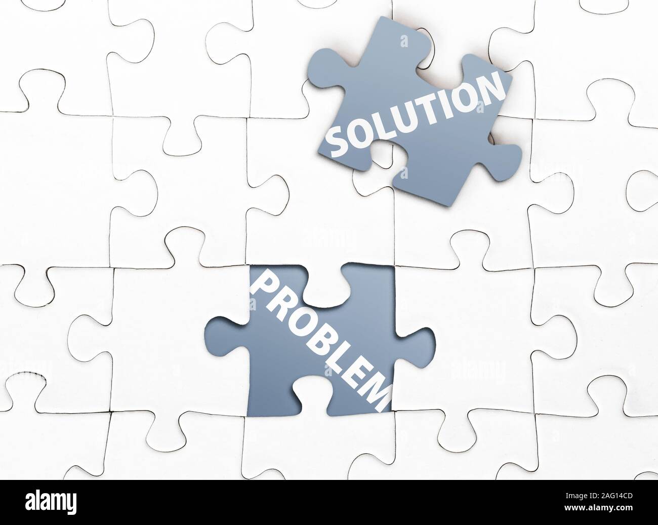 finding suitable solution for a problem concept with jigsaw puzzle with one piece missing Stock Photo