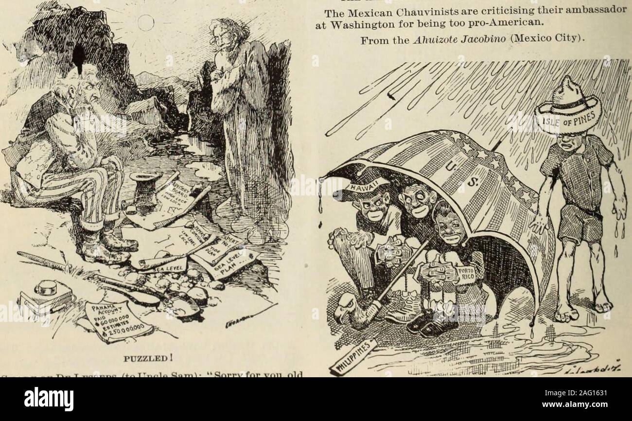 . Review of reviews and world's work. BRAZIL DEFYING A DARK CLOIIU. From the Tribune (Chicago). THE AMERICANIZATION OF AMBASSADOR CASASUS. The Mexican Chauvinists are criticising their ambassadorat Washington for being too pro-American. From the Ahuizute Jacobino (Mexico City).. PUZZLED 1 Shade OF DeLesseps (to Uncle Sam): Sorry for you, oldman. Ive been through it all. You have my sympathy. From the Presa (Philadelphia). THX ISLE OF PINES LOOKINO FOR SHELTER. From the Press (Binghamton). CARTOONS OF THE MONTH. 29 Stock Photo