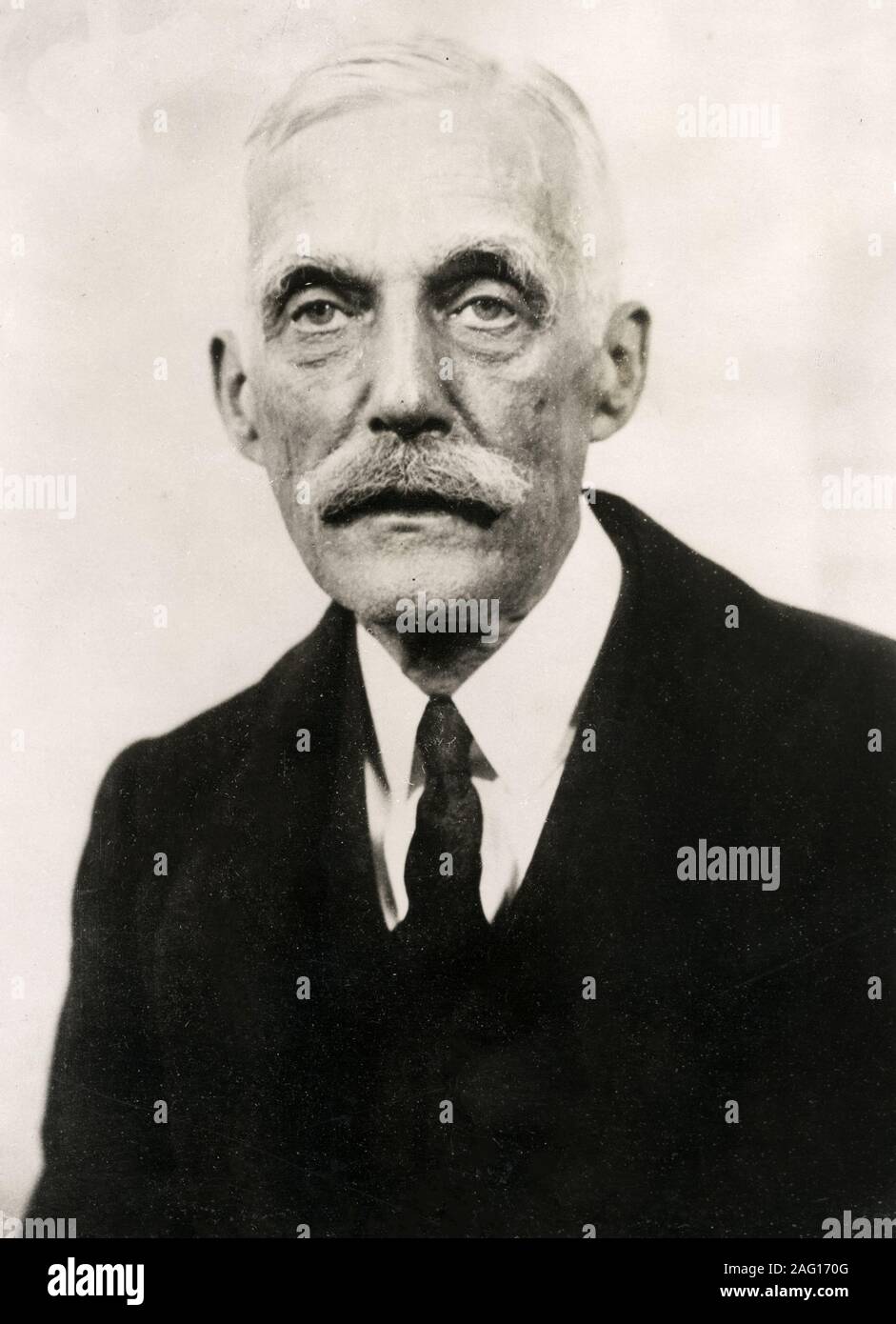 Early 20th century vintage press photograph - Andrew William Mellon  March 24, 1855 – August 26, 1937), sometimes A.W., was an American banker, businessman, industrialist, philanthropist, art collector, and politician. Stock Photo