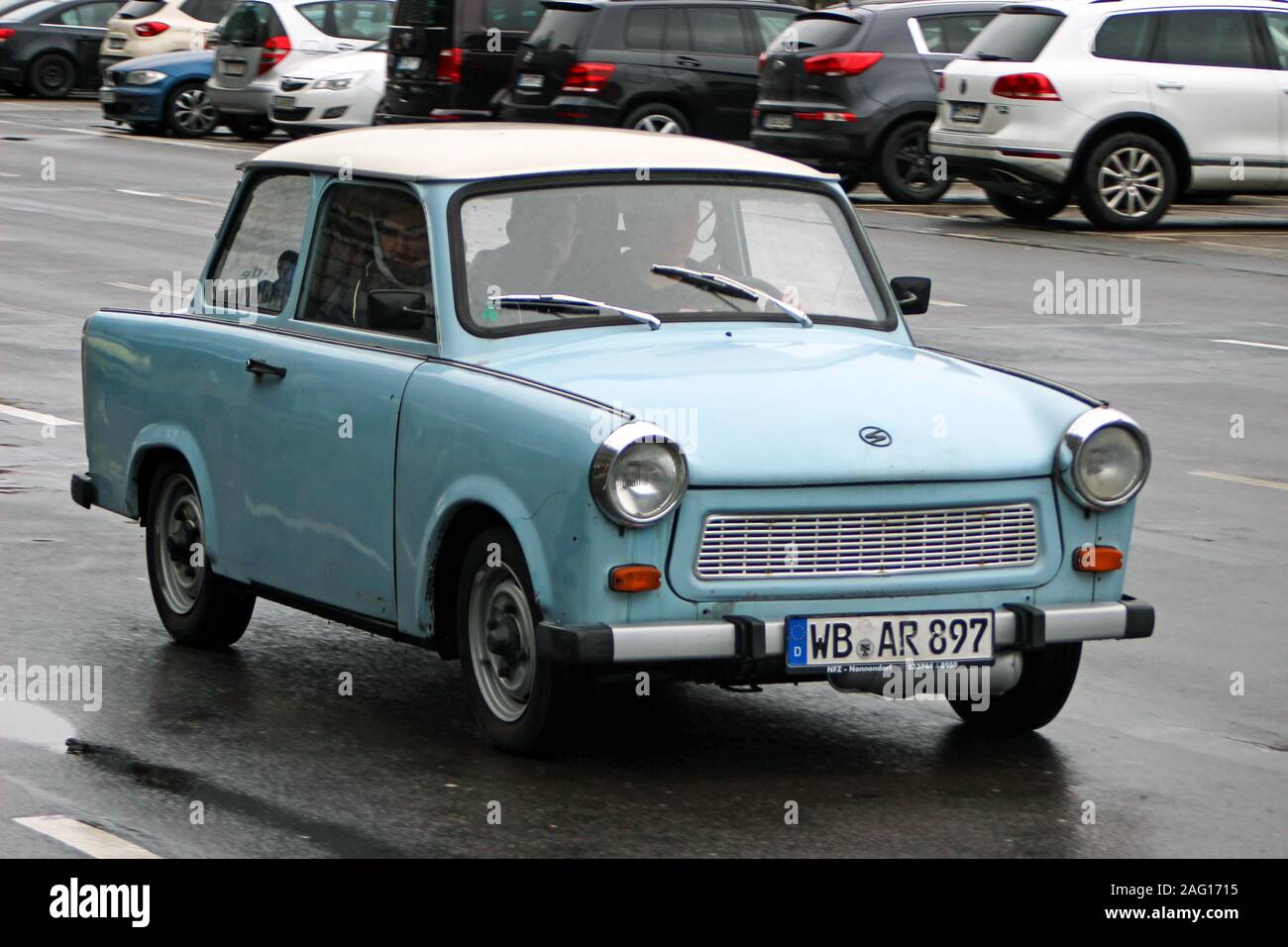 Vintage Trabant car from DDR day in Berlin, Germany Stock Photo