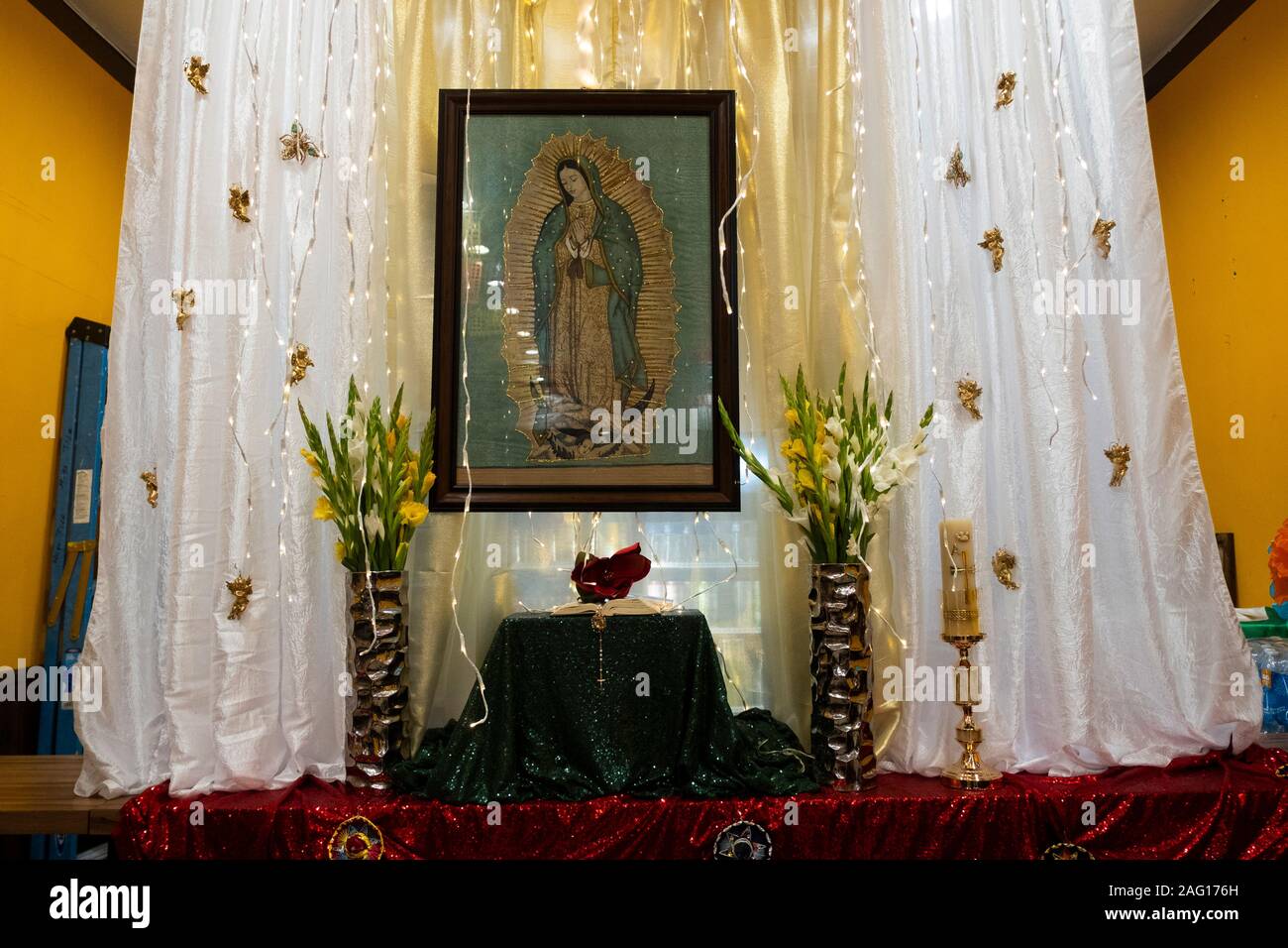 Our Lady of Guadalupe in a Mexican restaurant, Downtown Los Angeles ...