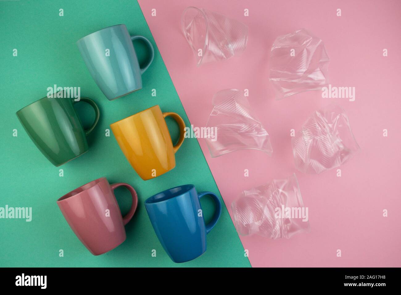 Ecology concept stop plastic pollution. Plastic waste. Pattern from