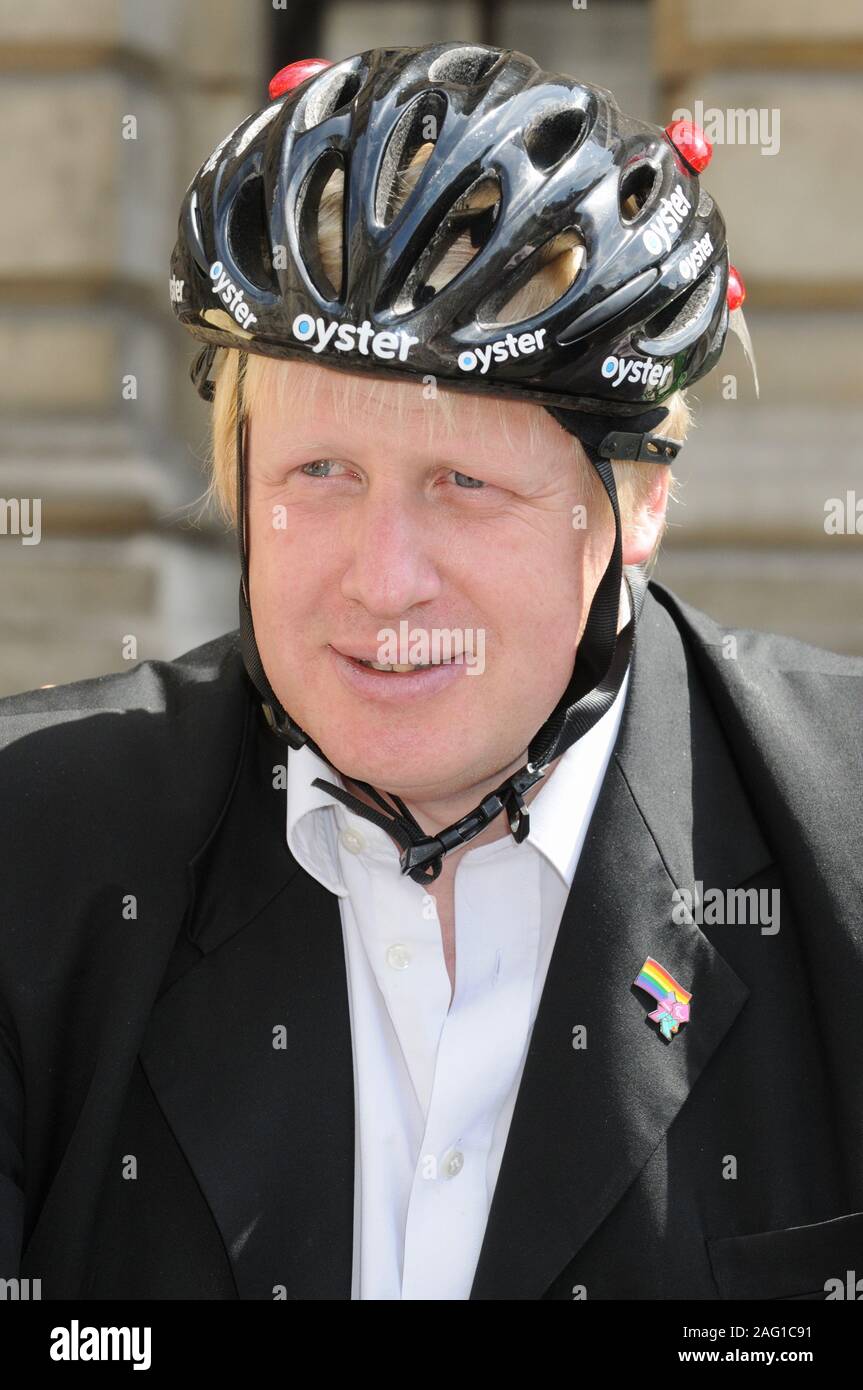 Boris Johnson In A Cycling Helmet Pride In London Whitehall London Uk Stock Photo Alamy