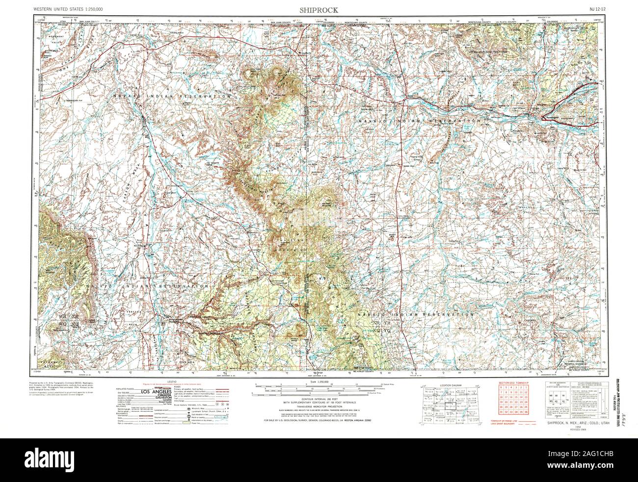Usgs Topo Map New Mexico Nm Shiprock 194437 1954 250000 Restoration 2AG1CHB 