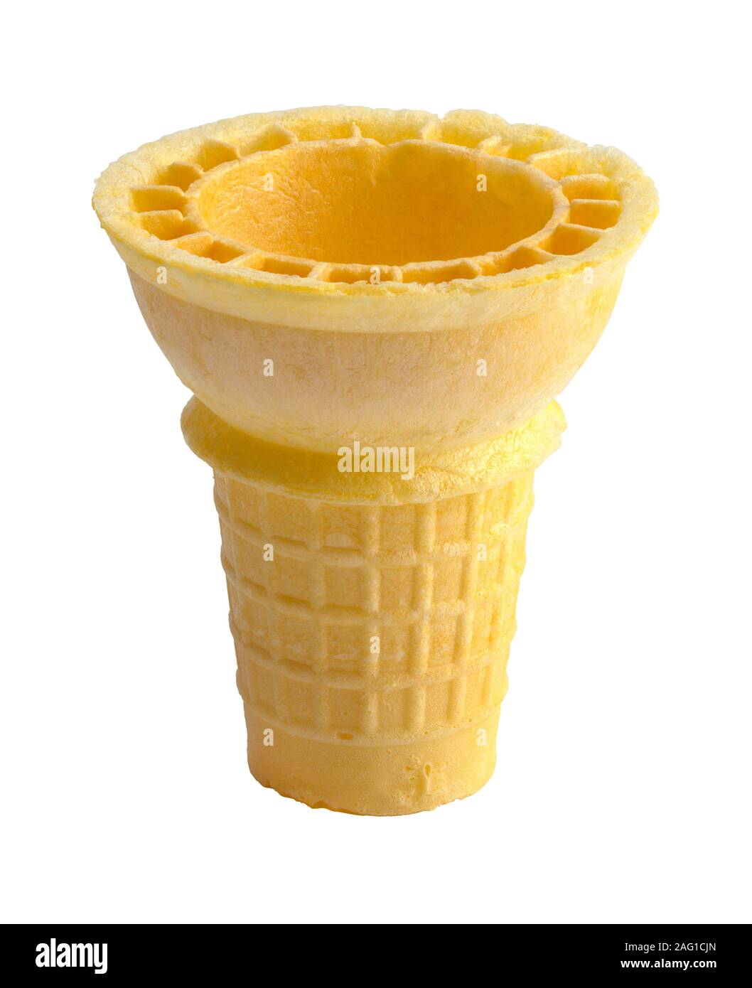 Empty Ice Cream Cone Isolated on White Background. Stock Photo