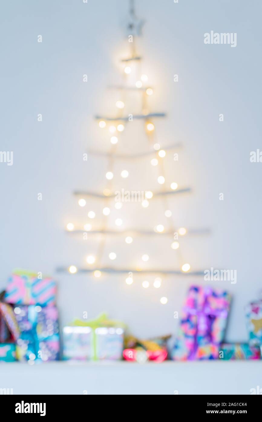 Close-up of christmas tree made from wooden sticks Stock Photo - Alamy