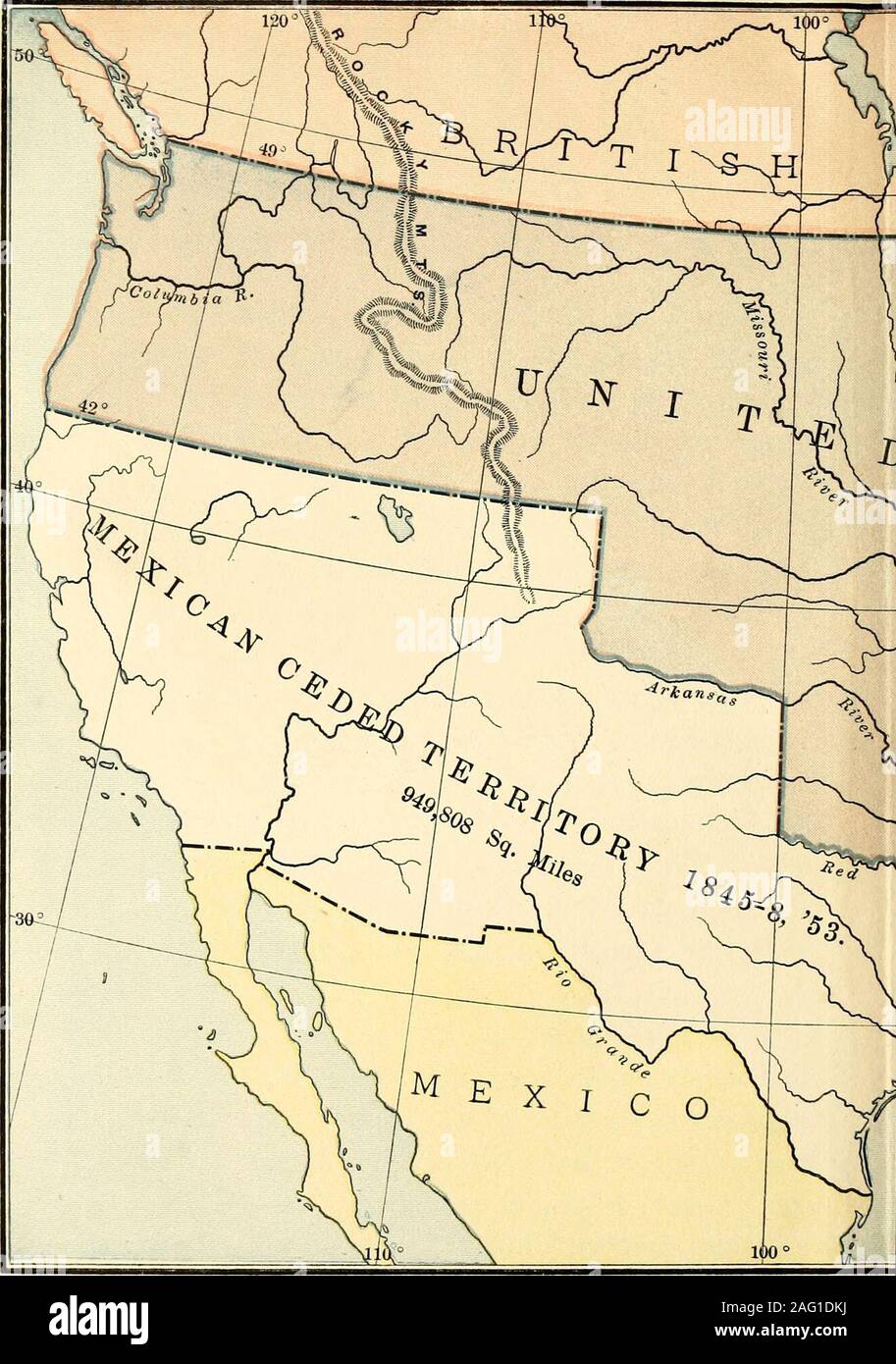 . A century of American diplomacy : being a brief review of the foreign relations of the United States, 1776-1876. Polk. There was everyreason to believe that Mexico was in earnest in itsnotice that the annexation would be held as an act ofwar, and a portion of the federal army under GeneralTaylor was ordered to occupy part of the territoryclaimed by Texas adjoining Mexico. Texas never hav-ing been recognized as an independent state by Mexico,no boundary line had been fixed and it was a subjectof dispute. Texan settlements had not extended be-yond the Nueces River, and between that river and t Stock Photo