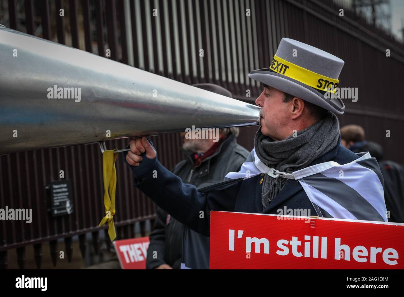 Westminster London 17h Dec 19 Mr Stop Brexit Steven Bray Is Back With His Trusty Megaphone