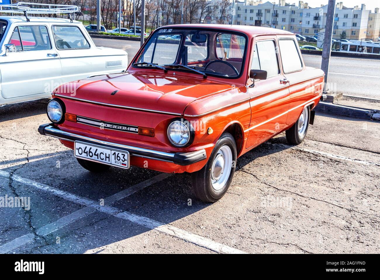 Samara, Russia - October 26, 2019: Soviet retro automobile ZAZ-968M parked up at the city street Stock Photo
