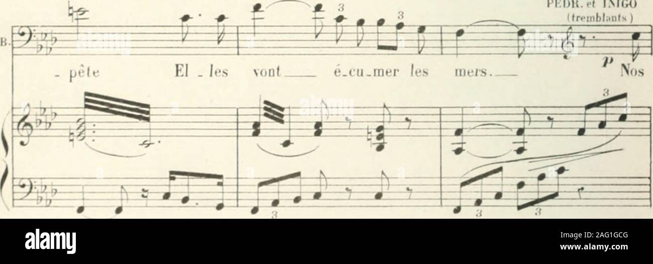 . La princesse des Canaries; opéra bouffe en 3 actes de Duru et Chivot. Partition chant et piano transcrite par Léon Roques. m i jr^^l]-^^^ Pi:i)U.p( IMGOKri-uibliinls ). fç:C± Bo&gt;IB .&lt; PFFspiJ r-WJHr ^irM i--:-?—» ^ » ^ ^ ^ 1/ U fII).mes é - fument les mers? Là sur le pont HilUS jeuc t ;m . m ^f4»J^» ? J--é--d- -J- -é- .r H s V r . ^ ?V— ^ i 5 l-r-^J :t^ Stock Photo