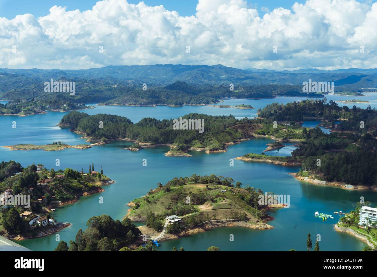 Reservoir of El Peñol, Guatapé. Antioquia Colombia. Water landscape Stock Photo