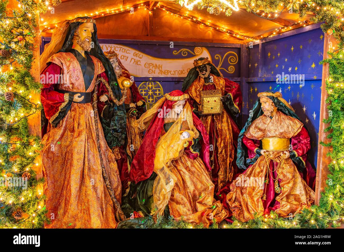 Nativity scene at Greek Orthodox Church in Glossa, Skopelos, Greece