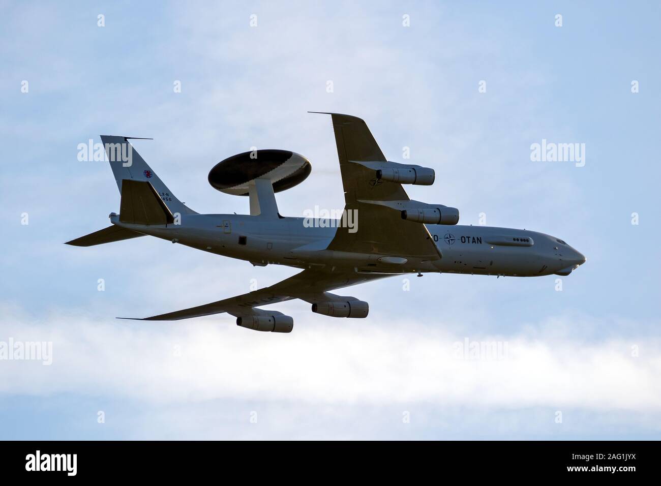Sanicole Belgium Sep 13 19 Nato Boeing E 3 Sentry Awacs Radar Plane Performing A Low Pass At The Sanice Sunset Airshow Stock Photo Alamy