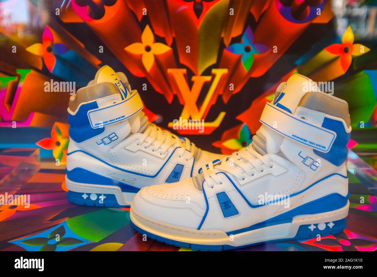 Fashion shoes on sale at Louis Vuitton outlet at at City Center Las Vegas Strip Nevada USA Stock Photo - Alamy