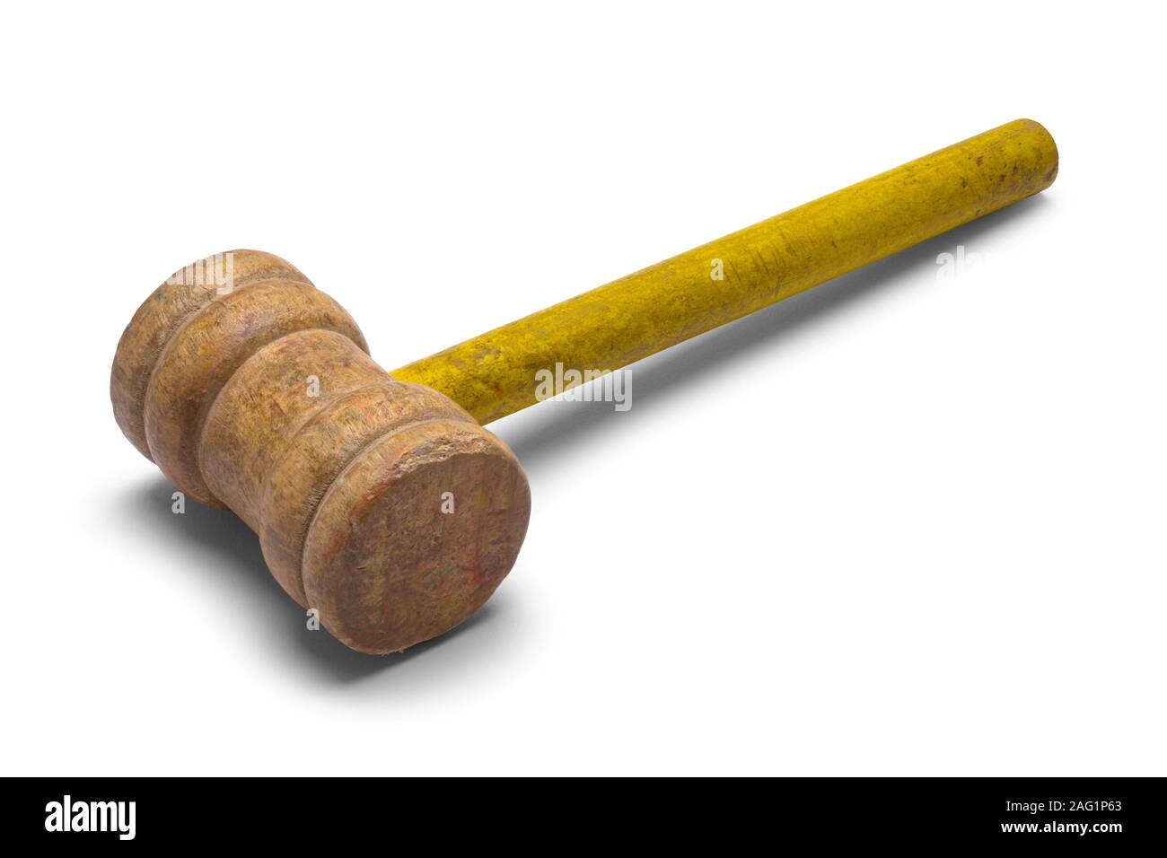 Old Toy Mallet Isolated on White Background. Stock Photo