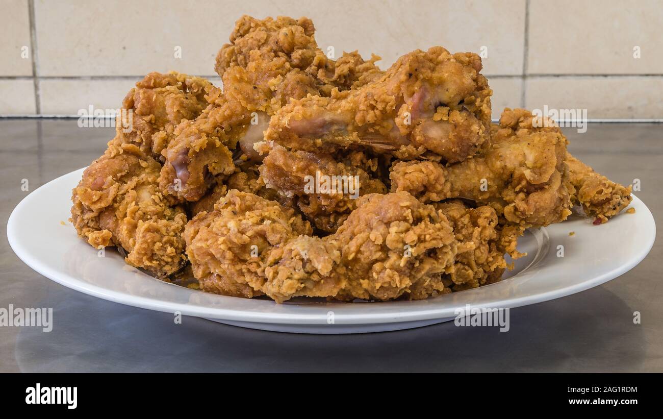 A plate of spicy chiken wings. Stock Photo