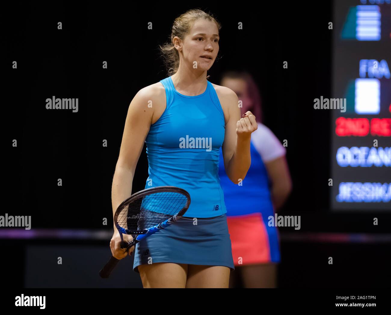 Jessika Ponchet of France in action during the first qualifications round  at the 2019 Porsche Tennis Grand Prix WTA Premier tennis tournament Stock  Photo - Alamy
