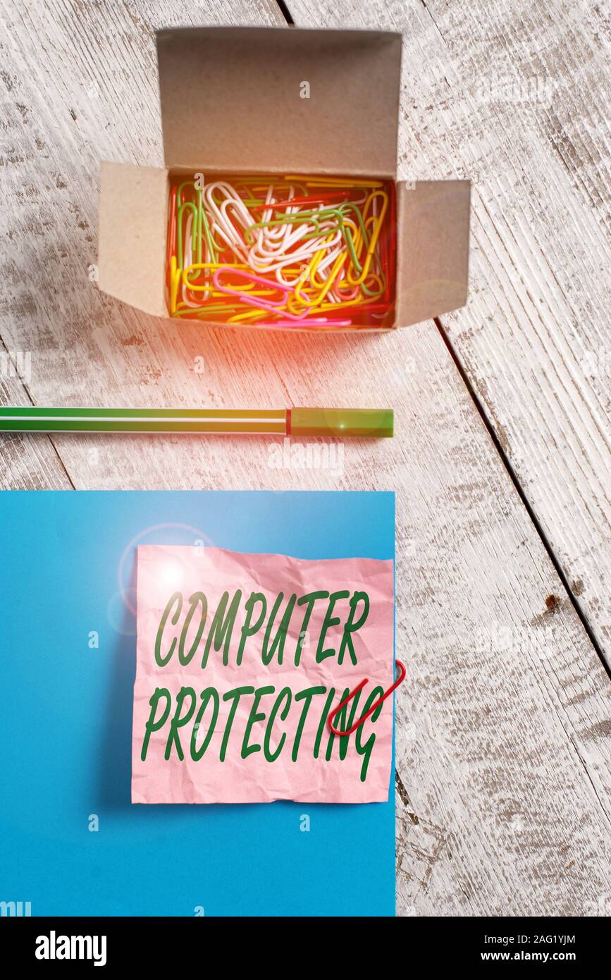 Conceptual hand writing showing Computer Protecting. Concept meaning ...
