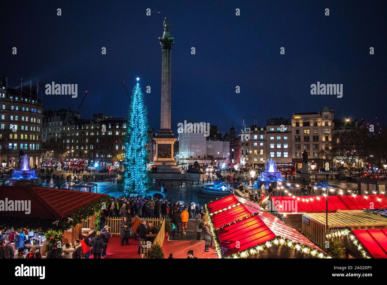 Xmas market in Trafalgar Square, London. UK Stock Photo Alamy