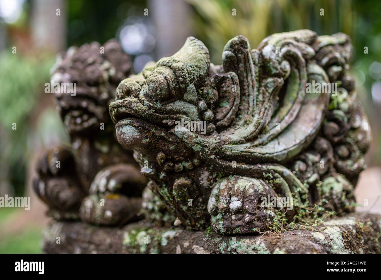 Statue of a monster with turtle head, taken on an overcast afternoon, Ubud, Bali, Indonesia Stock Photo