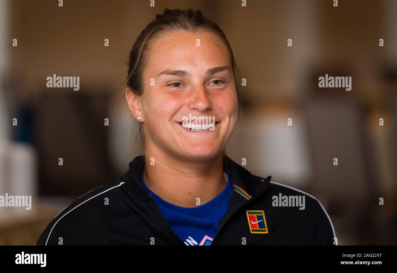 Aryna Sabalenka of Belarus during the All Access Hour ahead of the 2019