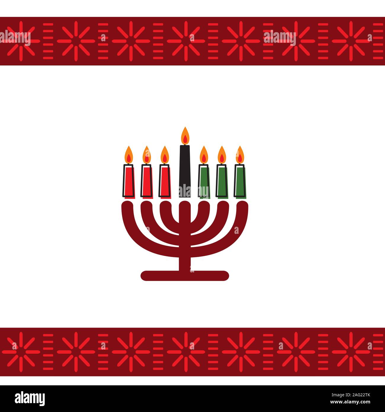 Kwanzaa holidays vector illustration. Greeting card with kinara and traditional colored candles Stock Vector