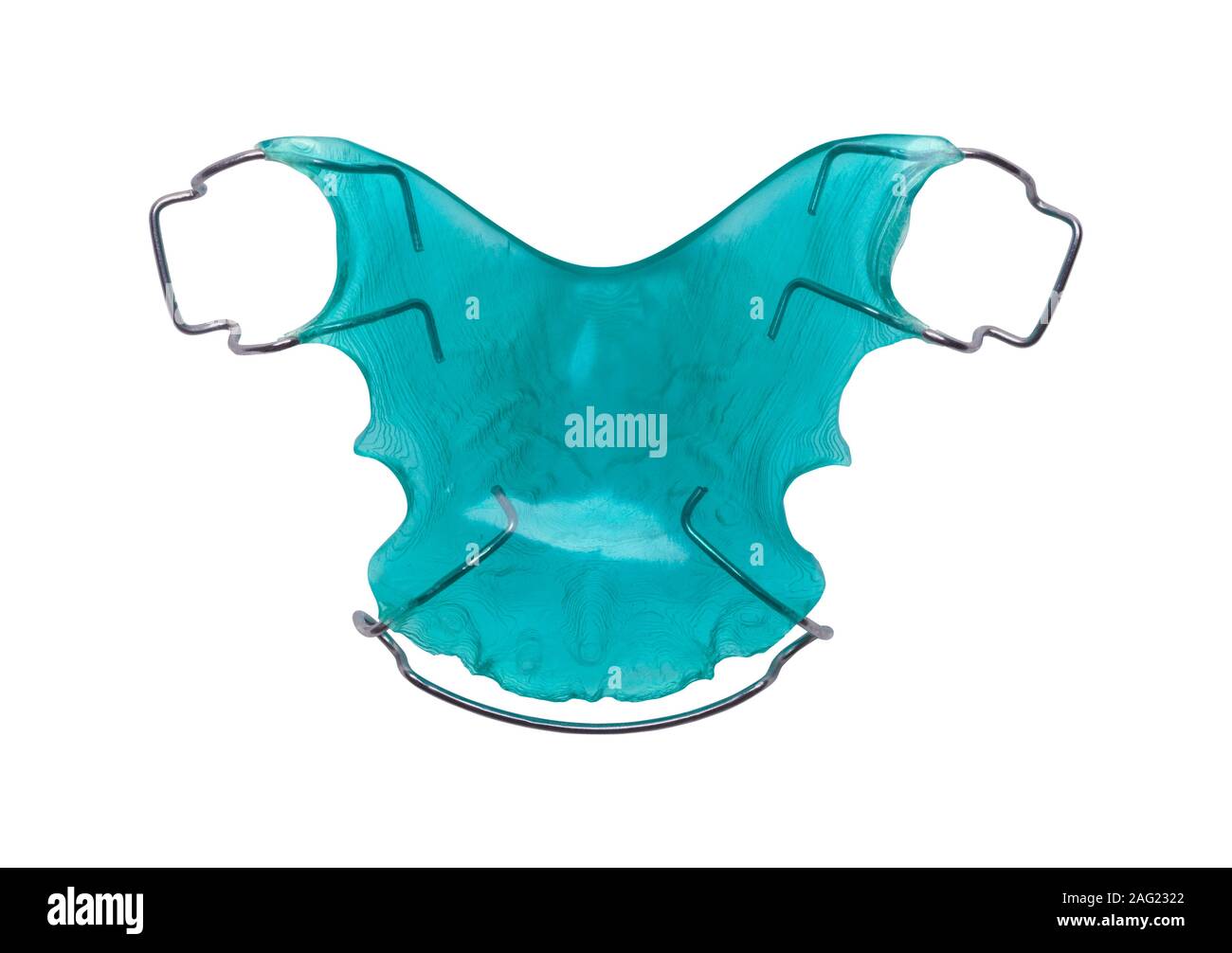 Blue Teeth Retainer Top View Isolated on White Background. Stock Photo