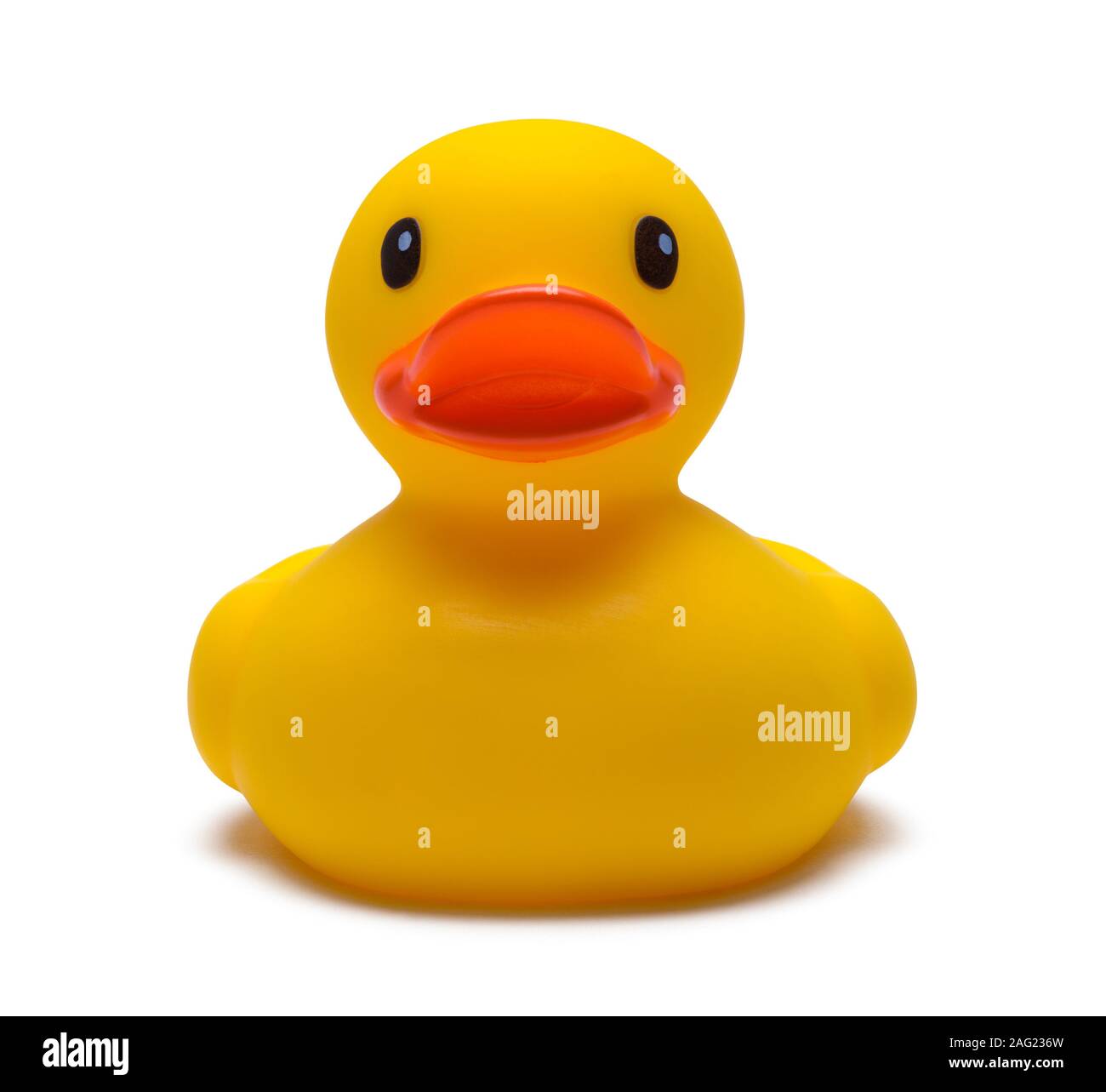 Yellow Rubber Duck Front Isolated on White. Stock Photo