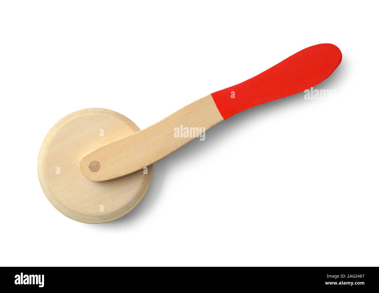 Toy Pizza Cutter Isolated on a White Background. Stock Photo