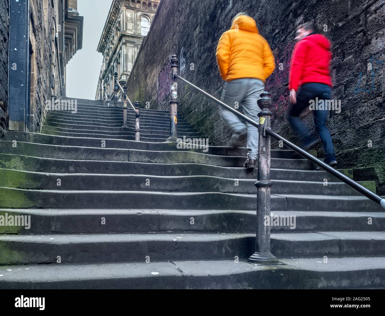 Flight of steps connecting Guthrie Street to Chambers Street, Edinburgh, Scotland, UK. Stock Photo
