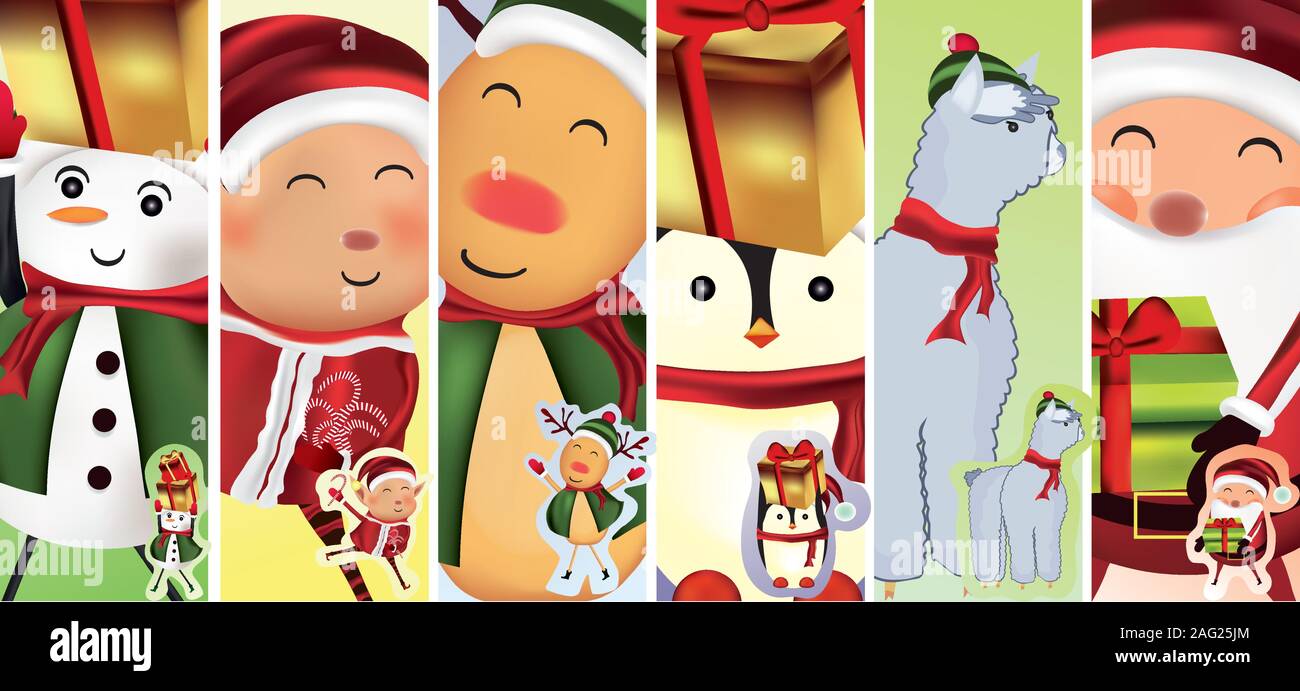 Collection Christmas characters. Christmas snowman, Santa Clause, elves ...