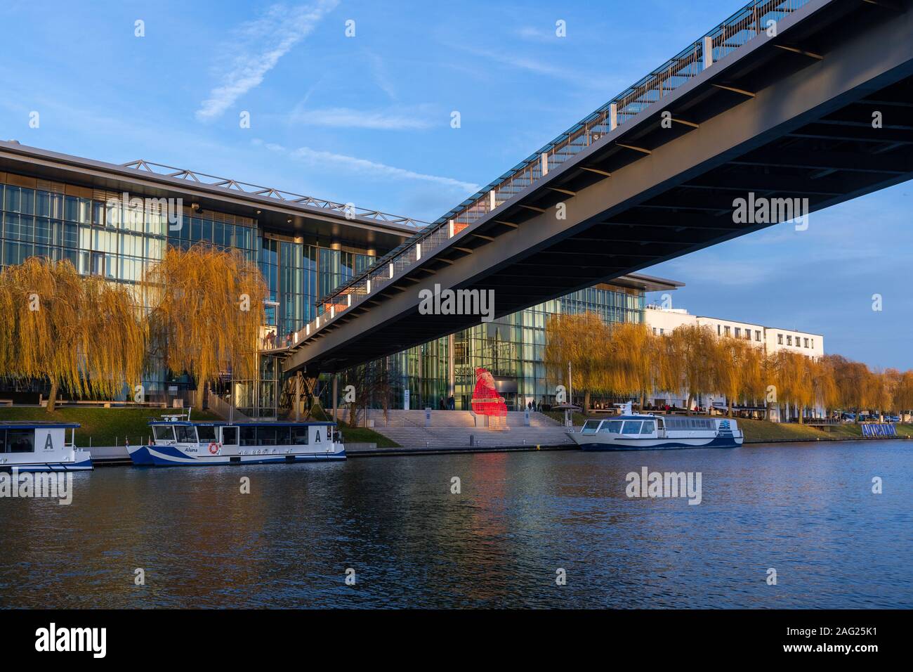 Autostadt in Wolfsburg is attracting visitors to Winter Wonder Land even the weather is not very winter -like. Stock Photo