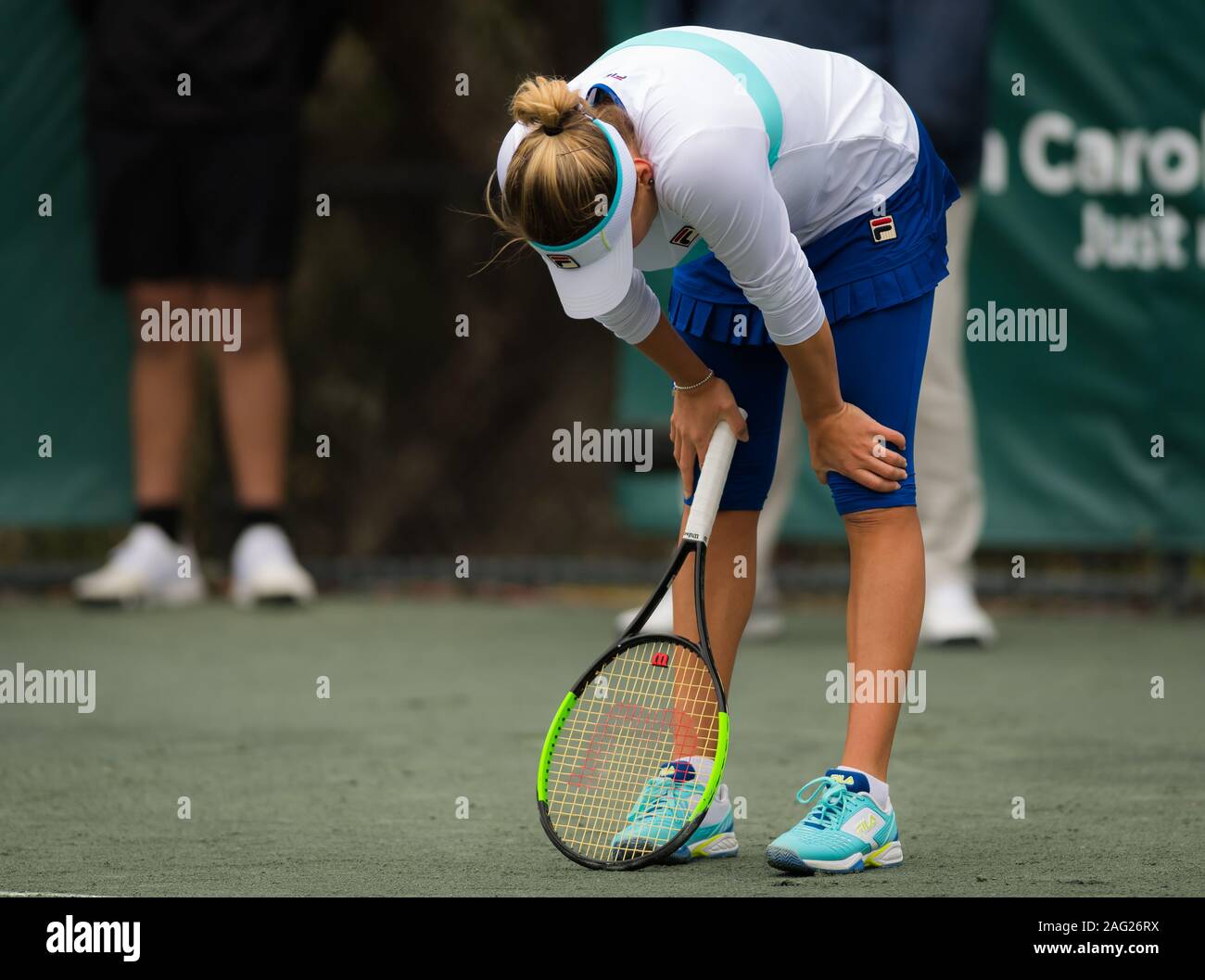 Kateryna Kozlova of the Ukraine in action during her firstround match
