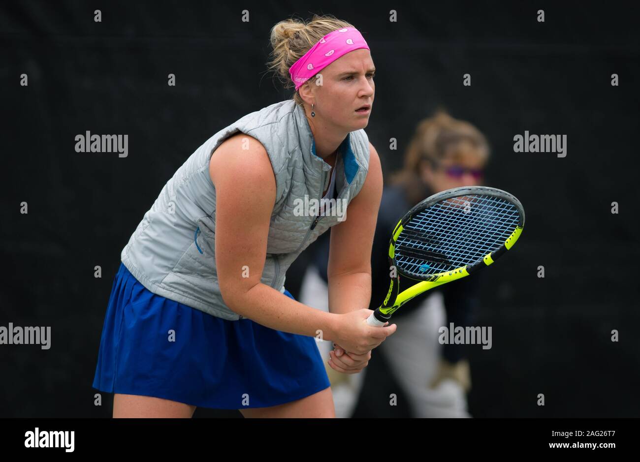 Ysaline Bonaventure of Belgium in action during her first-round match at  the 2019 Volvo Car Open WTA Premier tennis tournament Stock Photo - Alamy