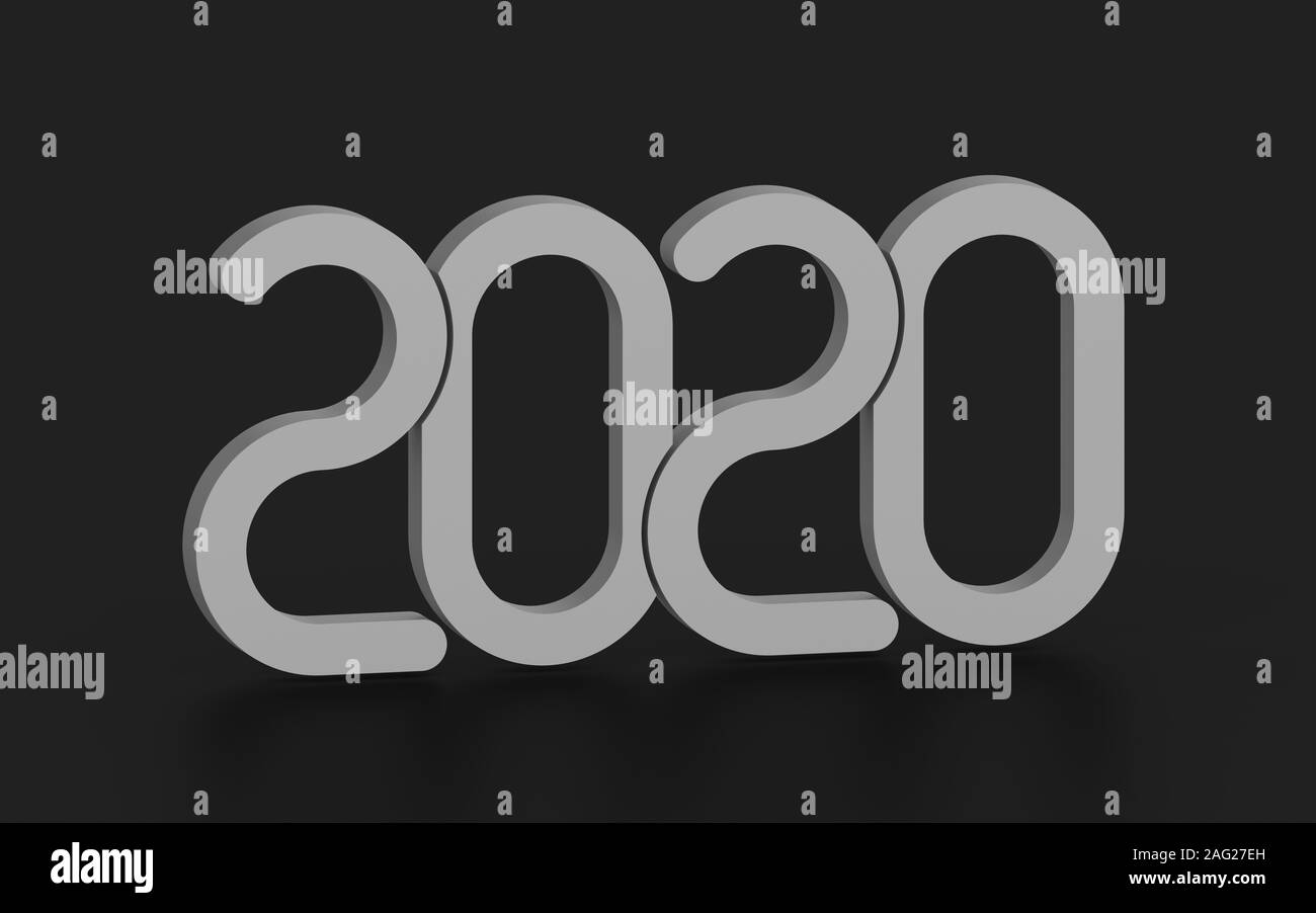 2020 new year with round number intersect each other Stock Photo