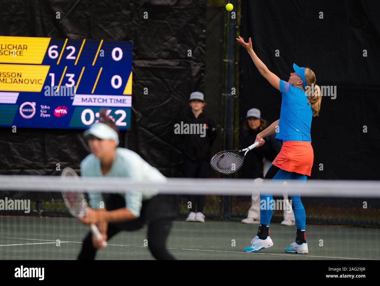 Ajla Tomljanovic of Australia & Johanna Larsson of Sweden playing