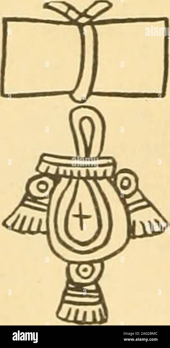 . Annual report of the Bureau of American Ethnology to the Secretary of the Smithsonian Institution. Fig. 33—Symbols for 20 days. Mendoza codex, plate 19, figures 10, 11,12, 13, Plate 38, figure 35 (our figure 35) is interpreted 8,000 pellets ofcopal for refining, wrapped in palm leaves. Plate 44, figure 34 (our figure 36) is interpreted 200cacaxtles (sorte de crochet en bois pour porterdes fardeaux, Simeon); Iwould explain it as a hand])arrow! It is doubtfulwhether there is any numer-ical .symbol here. Codex Tellerlano-Retnensisplate 25 (Kingsborough, vol.i; explanation, vol. v). Thefigure in Stock Photo