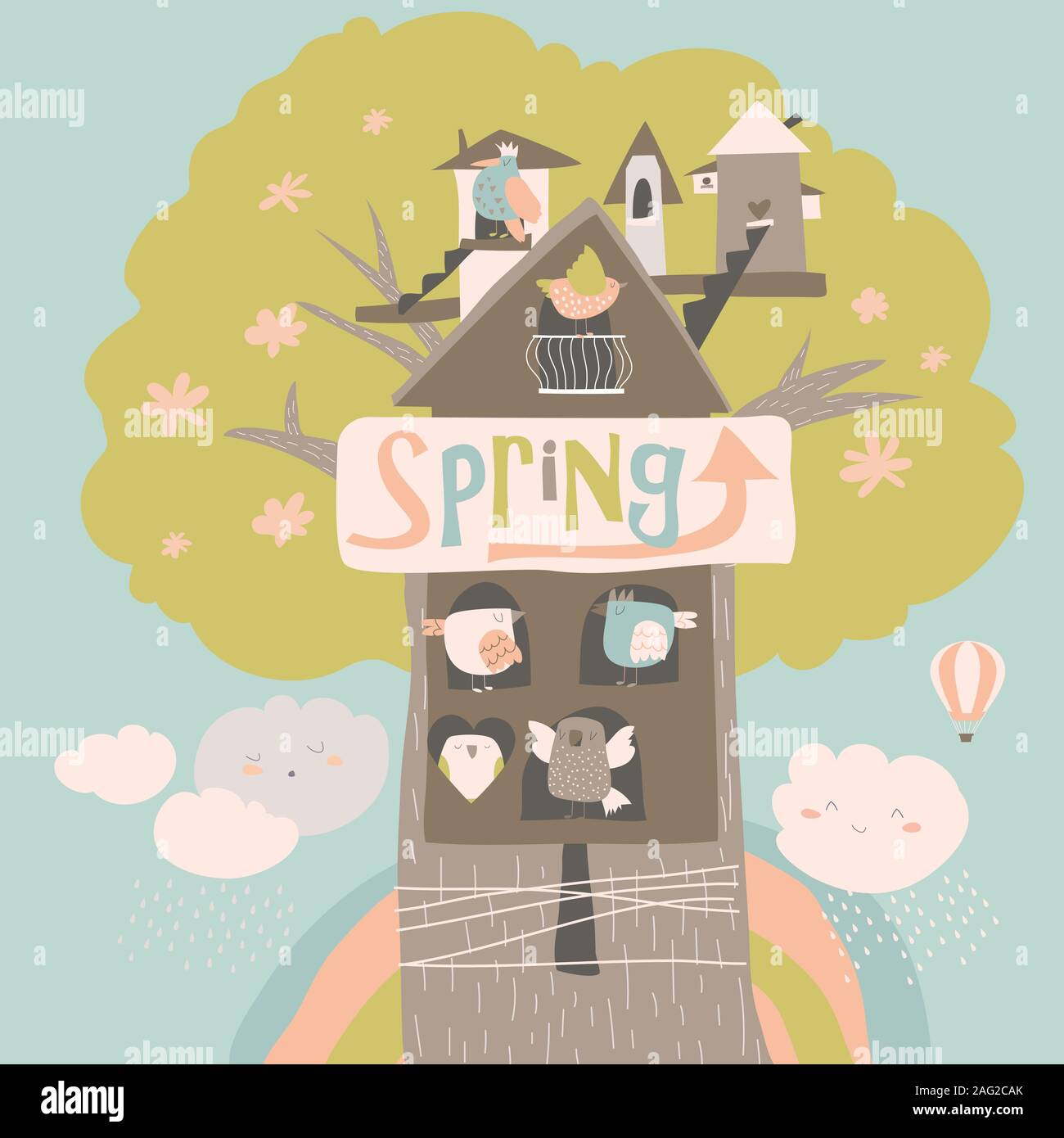 cheerful-little-birds-stock-vector-images-alamy