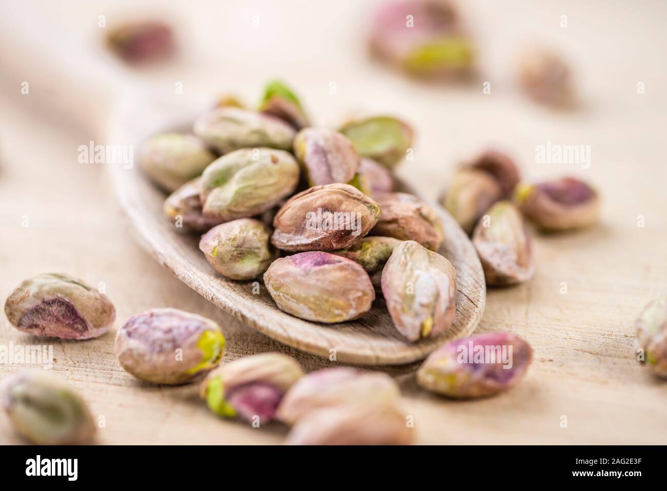 Pistachio Kernels as detailed closeup shot (selective focus Stock