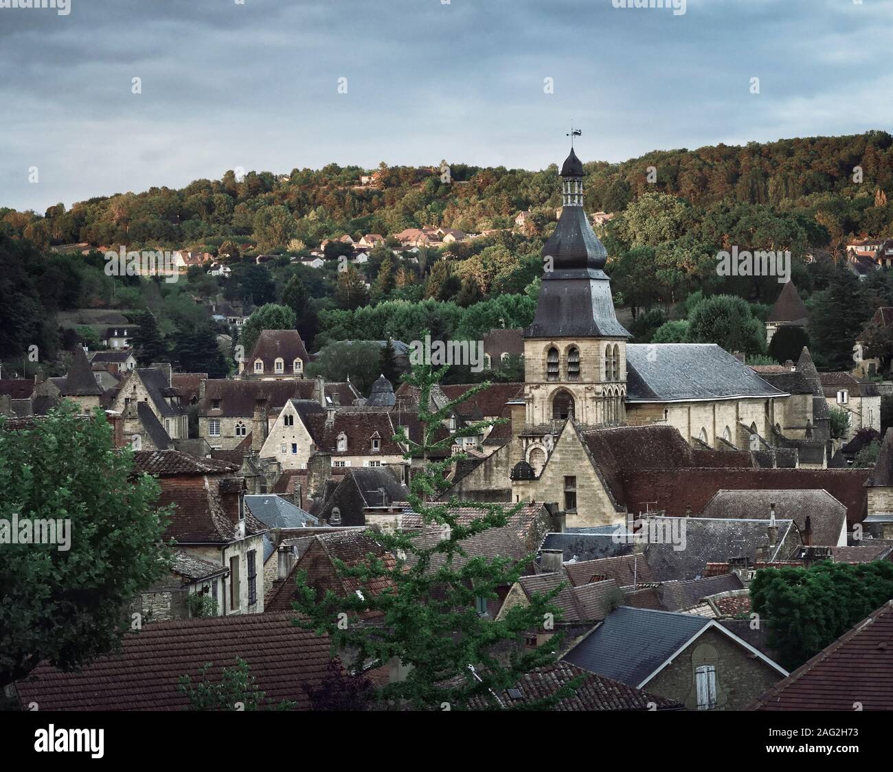 Daytime scenery of a Historic Medieval town of Sarlat in south of France. Sarlat-la-Canéda, Sarlat la Caneda, Dordogne, France travel photography. Stock Photo
