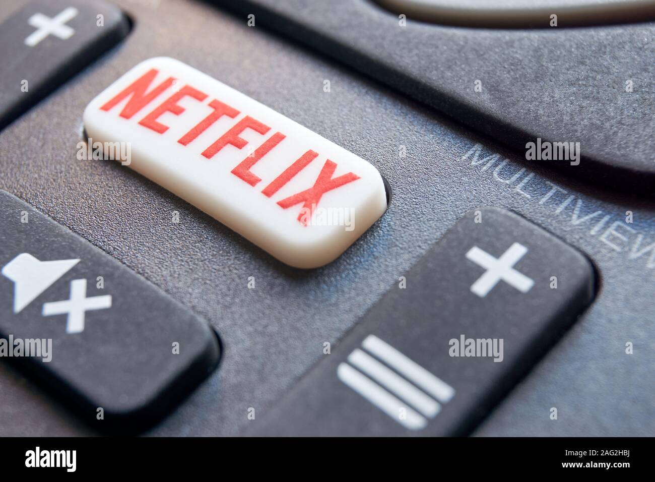 Detail of remote control with a Netflix button