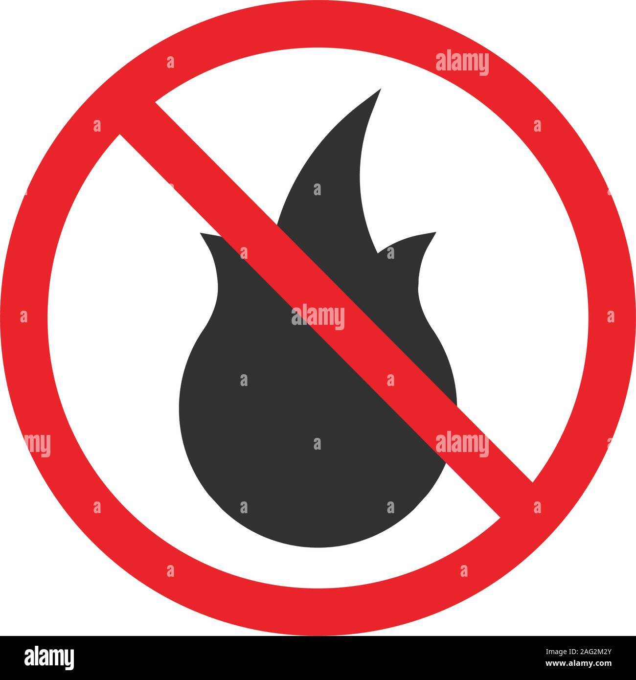 No Fire flame sign icon. Fire symbol. Stop fire. Escape from fire. Red prohibition sign. Stop symbol. Stock Vector illustration isolated on white Stock Vector