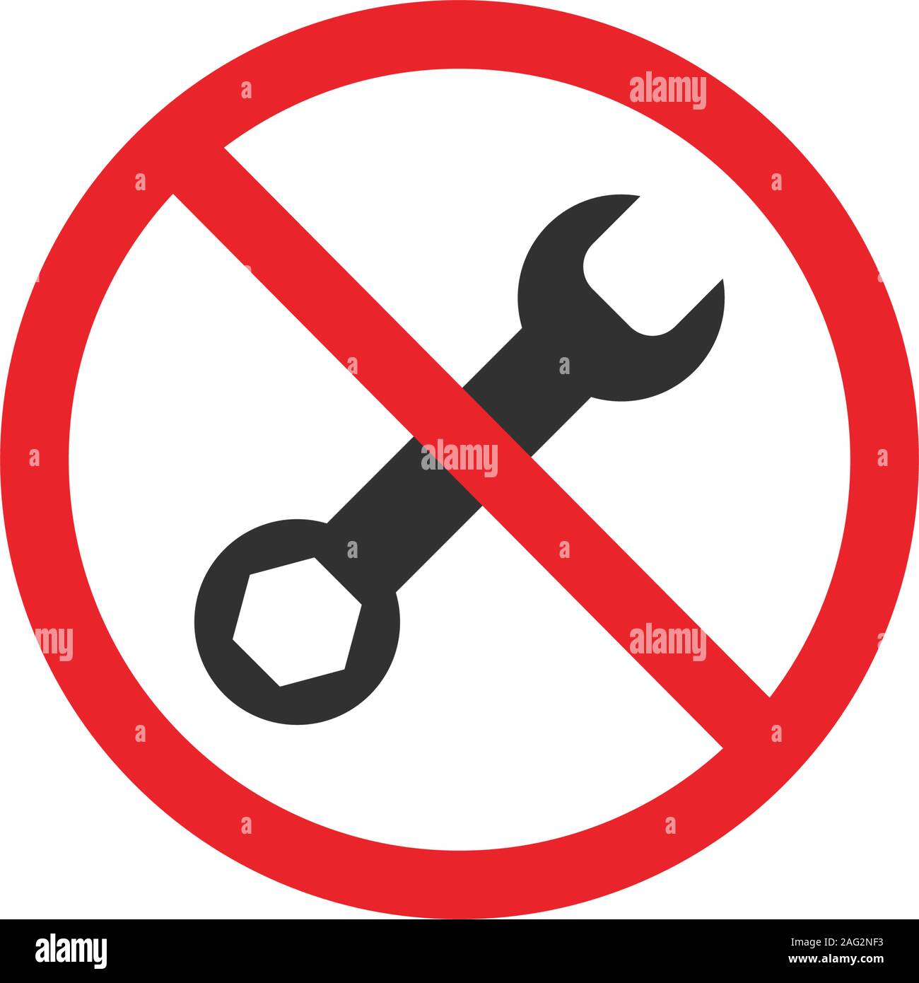 No Repair tool sign icon. Service symbol. Red prohibition sign. Stop