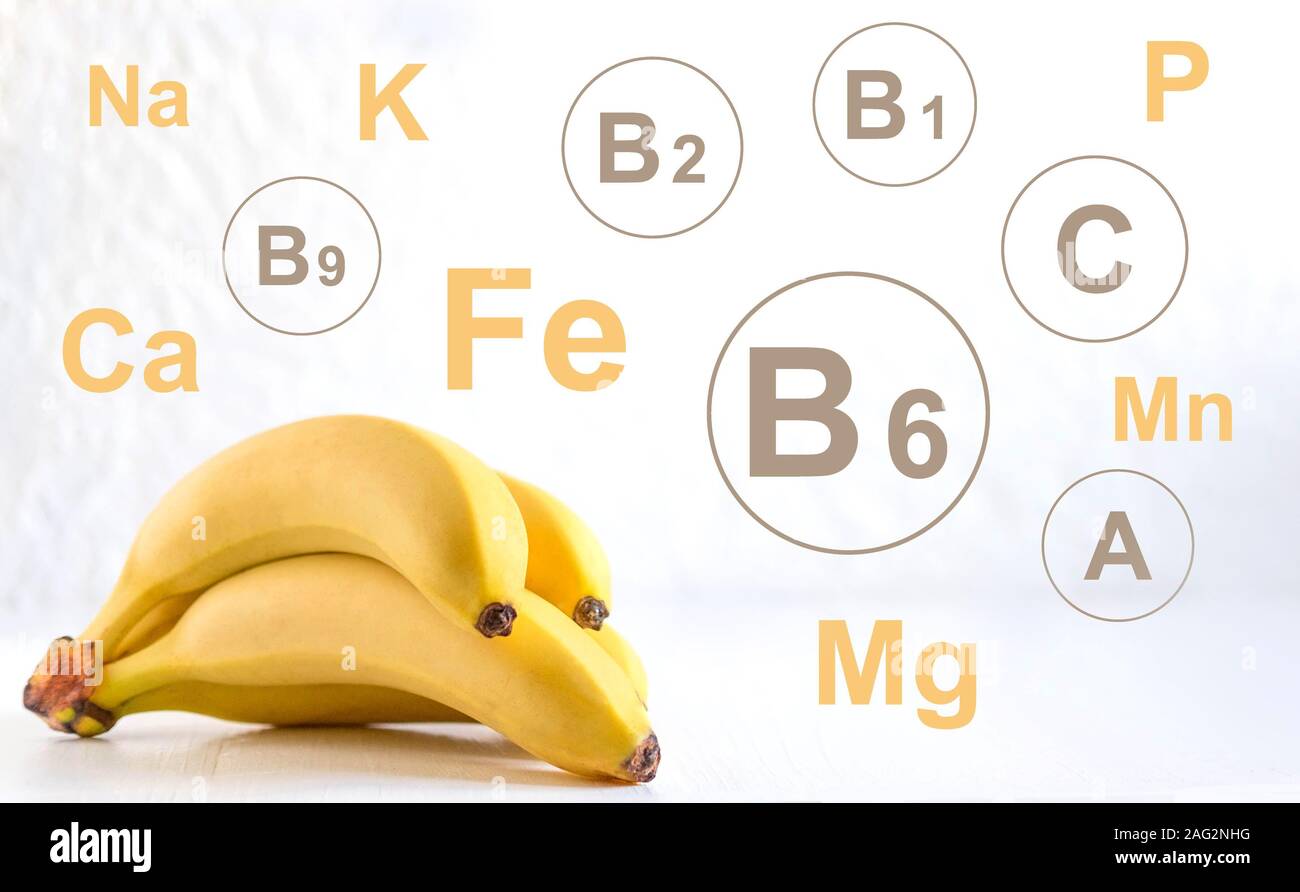 Banana vitamins and minerals infographic. Healthy food. Vitamins in