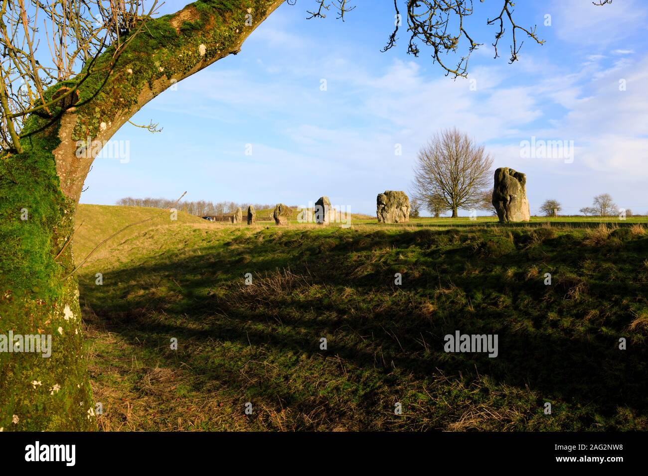 The Wiltshire village of Avebury, famous for its Neolithic standing stone circle. Stock Photo