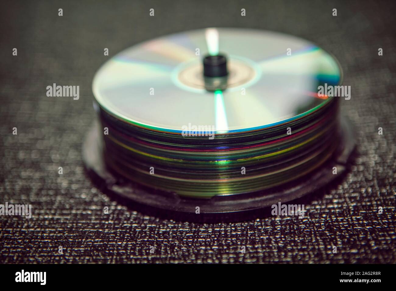 Piles of dvd and cd discs Stock Photo